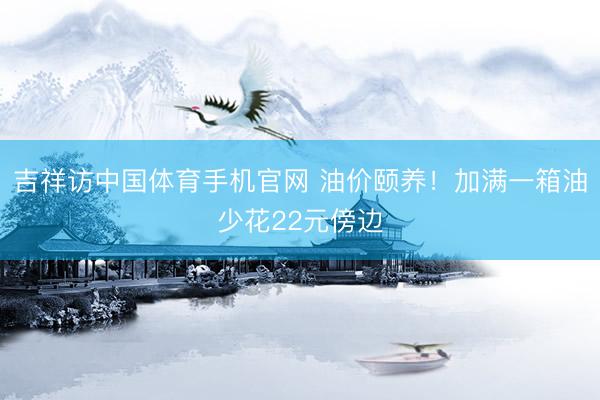 吉祥访中国体育手机官网 油价颐养！加满一箱油少花22元傍边