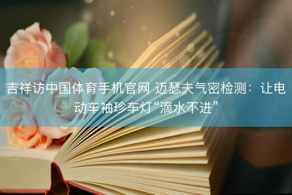 吉祥访中国体育手机官网 迈瑟夫气密检测：让电动车袖珍车灯“滴水不进”