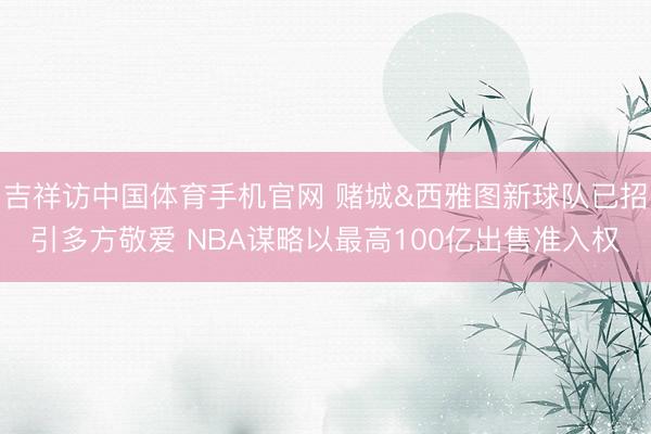 吉祥访中国体育手机官网 赌城&西雅图新球队已招引多方敬爱 NBA谋略以最高100亿出售准入权