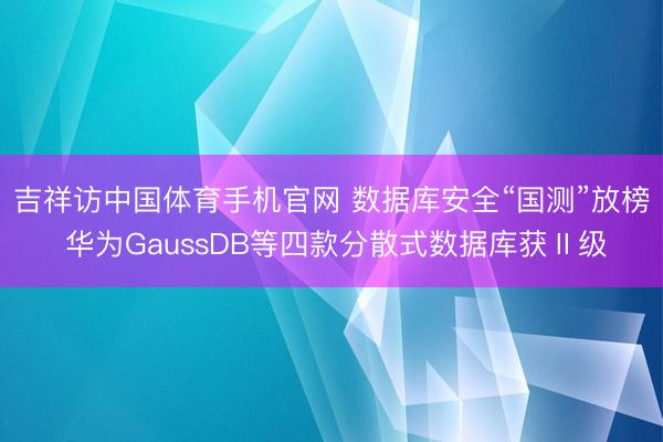 吉祥访中国体育手机官网 数据库安全“国测”放榜 华为GaussDB等四款分散式数据库获Ⅱ级