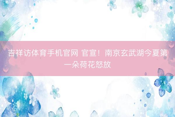 吉祥访体育手机官网 官宣!南京玄武湖今夏第一朵荷花怒放