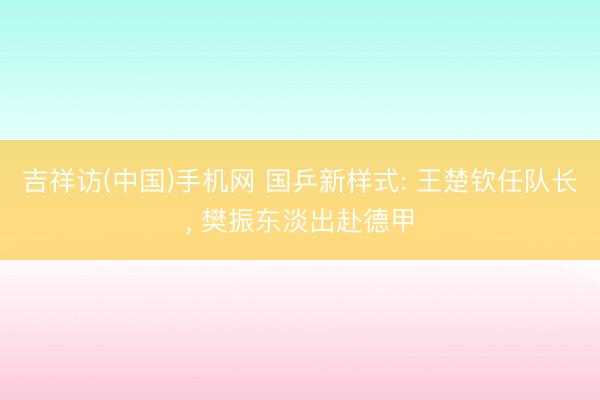 吉祥访(中国)手机网 国乒新样式: 王楚钦任队长， 樊振东淡出赴德甲