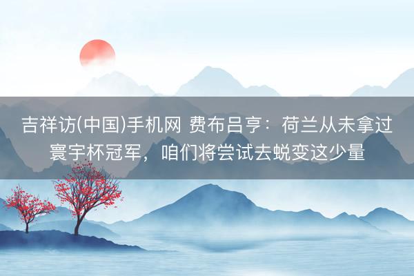 吉祥访(中国)手机网 费布吕亨：荷兰从未拿过寰宇杯冠军，咱们将尝试去蜕变这少量